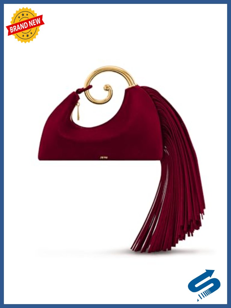 Faux Suede Top Handle Bag With Gold Hardware, Crossbody, Handheld